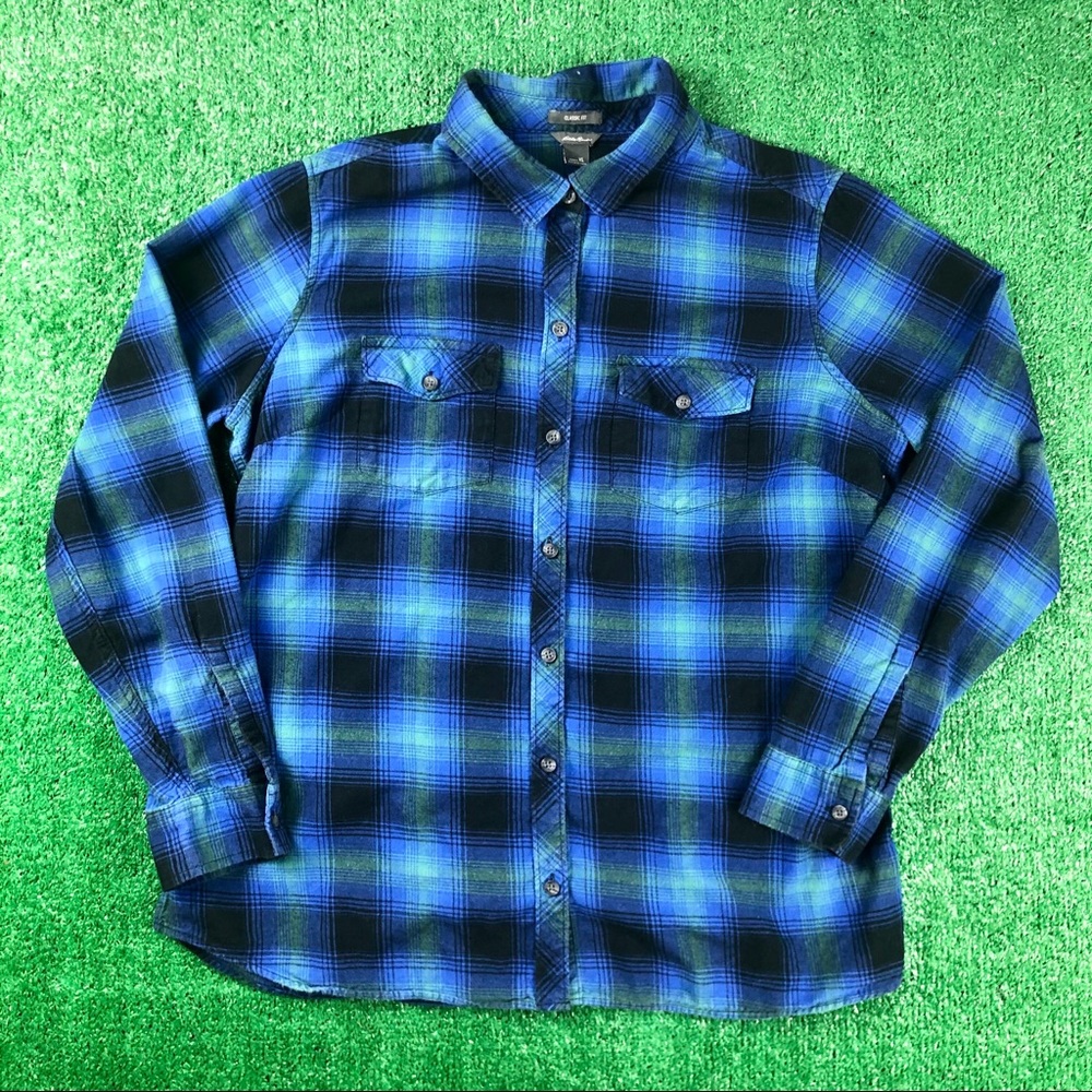 Eddie Bauer Blue Flannel Shirt Womens XL